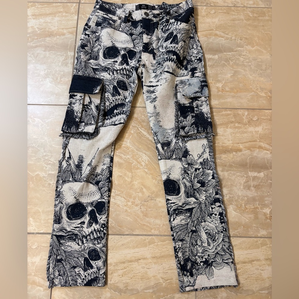 Rebels Black and White Skull Design Pants